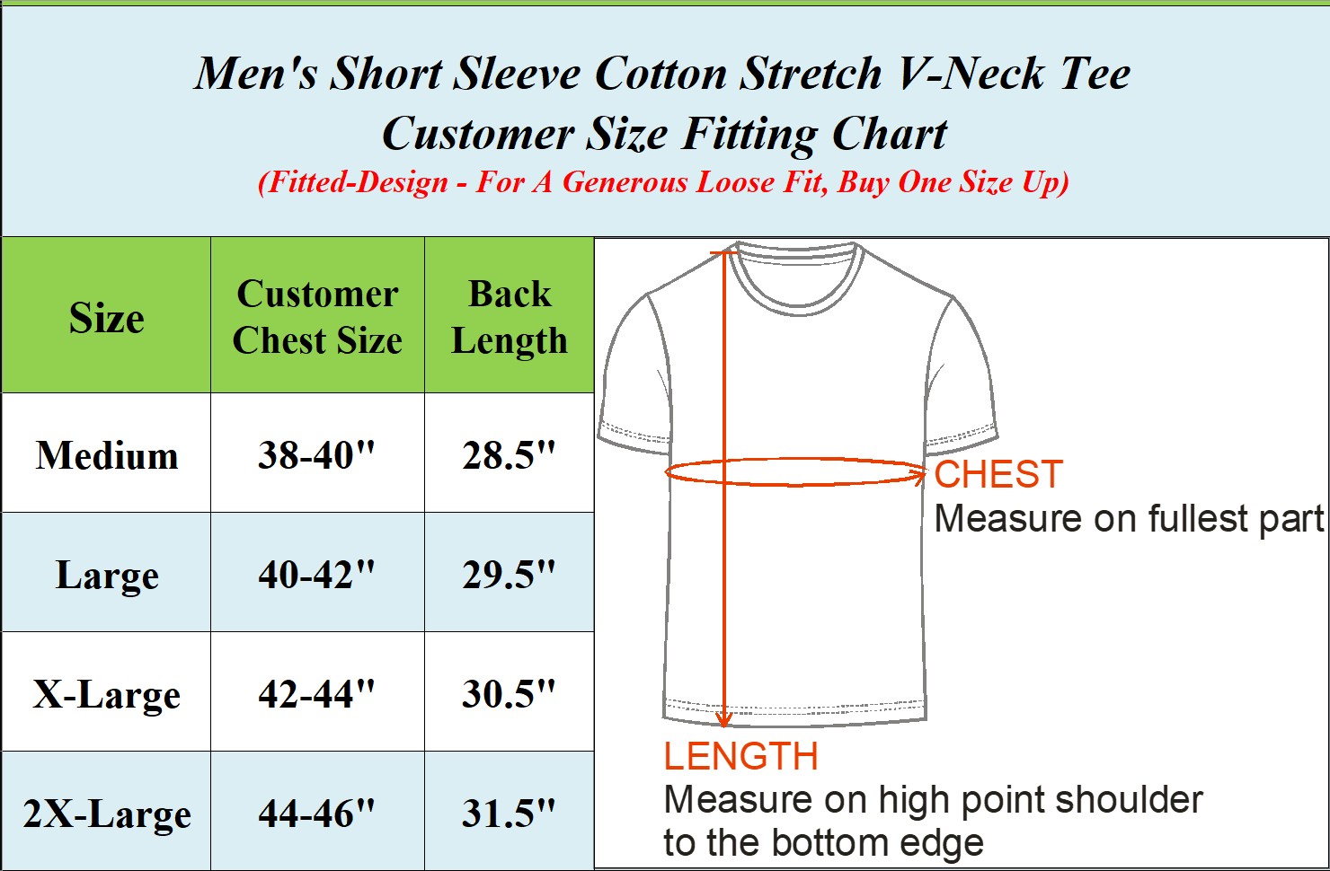 Mens Cotton Stretch V-Neck Tees (M-2XL) - Gallery 20