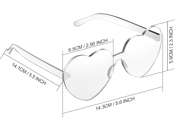 Maxdot (M) Heart Shape Sunglasses Rimless Favors