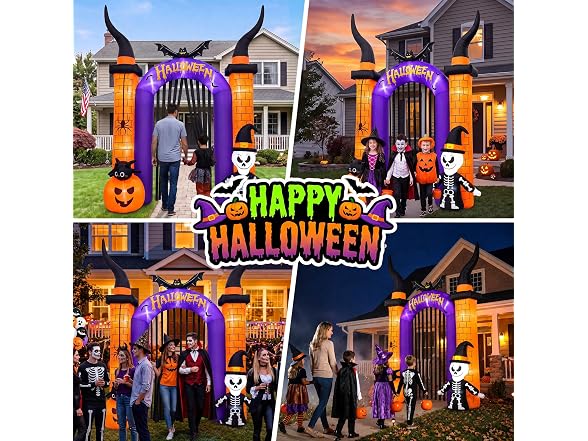 10.8FT Halloween Inflatable Arch Skull