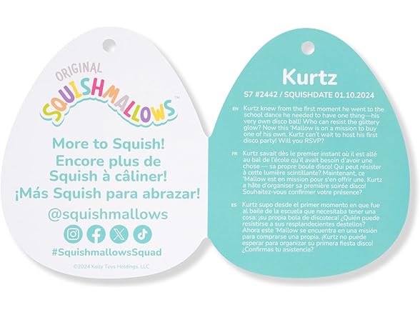 Squishmallows Original 8" Kurtz Grey Teal Piranha