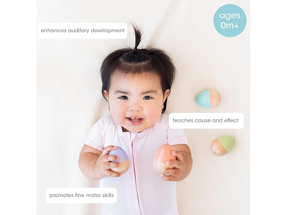 Pearhead Wooden Egg Shaker Baby Toy Set