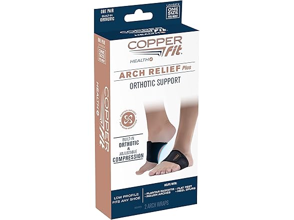 Copper Fit Arch Relief Plus Wraps, Black