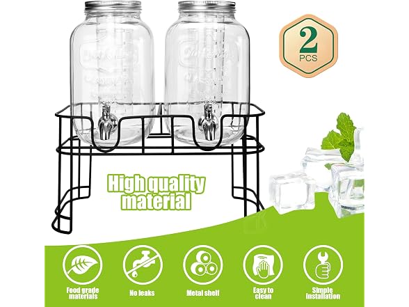 DD&HAPP Glass Drink Dispenser W/ Stand