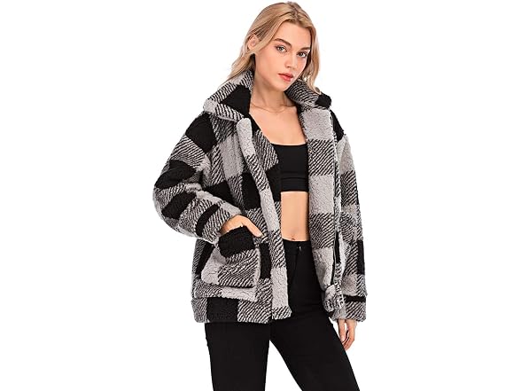 Comeon Women (XL) Coat Casual Lapel Fleece Coats
