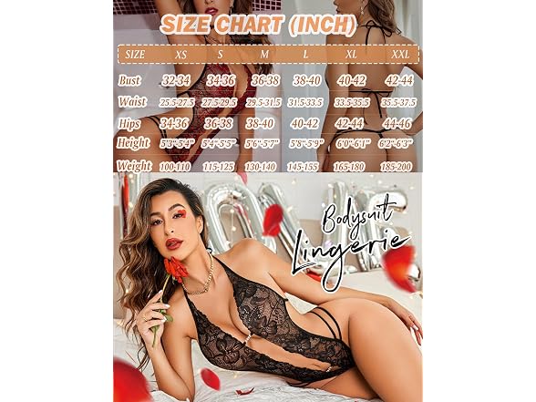 Avidlove (XS) Lingerie Lace Halter Teddy Bodysuit