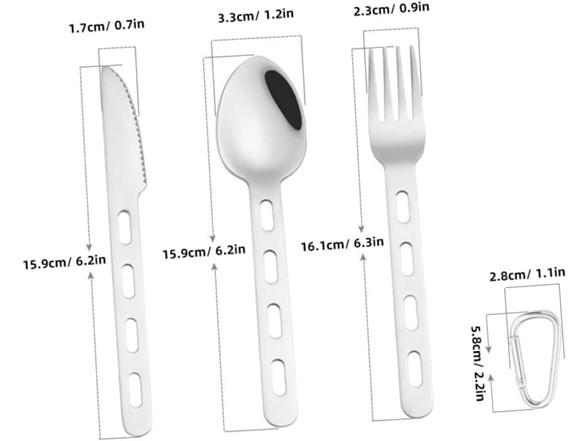 3 Pieces set Stainless Steel Camping Utensils Kit
