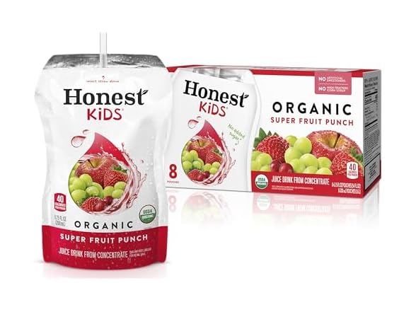 8PK Honest Kids, Organic Super Fruit Punch, 6.75 Oz