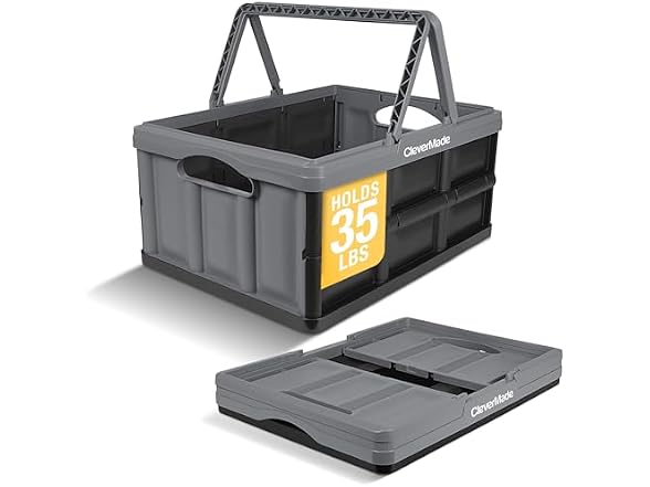 CleverMade Collapsible Shopping Basket 32L- Gray