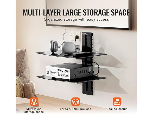 VEVOR 2-Shelf Multimedia Wall Shelf