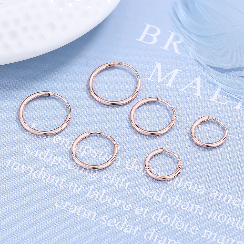18K rose Gold Plated 3 Pair Studs - Gallery 4