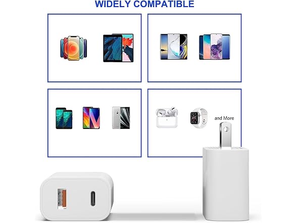 (3 PACK) 20W Dual Port USB-C & USB-A Charger Blocks