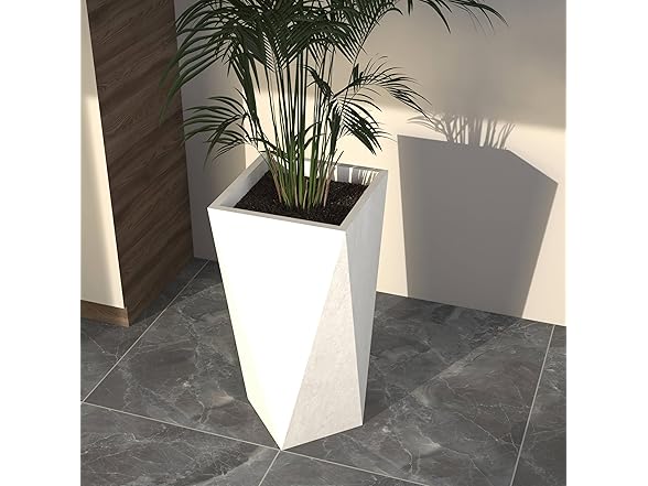 LeisureMod \Aloe PolyStone Planter White