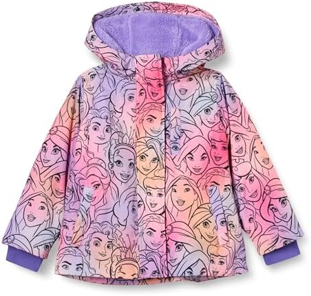 Amazon Essentials Disney | Marvel | Star Wars | Frozen | Princess Girls' Warm Puffer Coat (Previously Spotted Zebra), Princess/Ombre, Medium