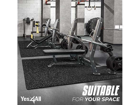Yes4All Rubber Gym Flooring 0.56"  6 Tiles