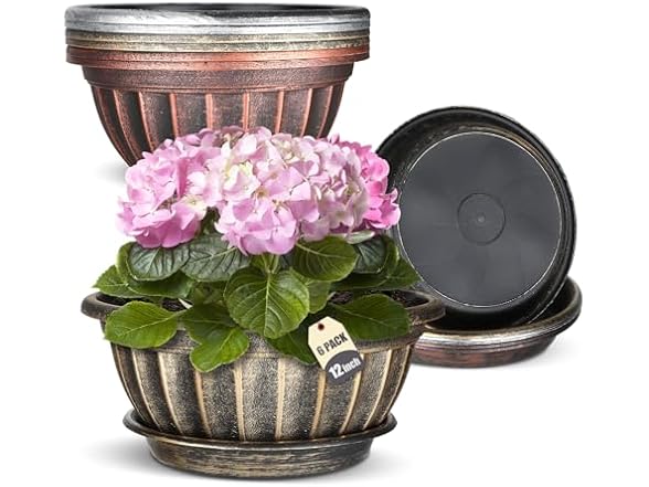 NIKONIKO 6 Pack 12 inch Flower pots