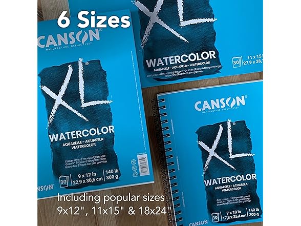Canson XL Series Watercolor Pad, Heavyweight White Paper,