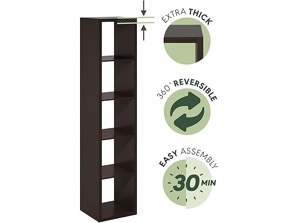 Furinno CUBICLE Book Shelf, 5-Cube Vertical