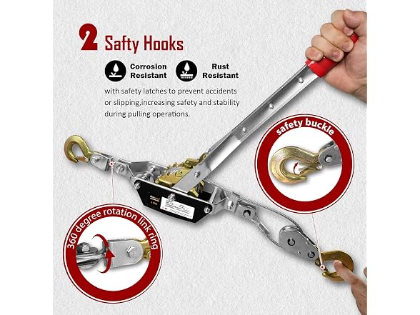 2 Ton Come Along Winch 12 Ft Steel Cable 