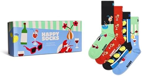 Happy Socks Unisex's Standard 4-Pack Gift Set, Fancy Dinner, M/L