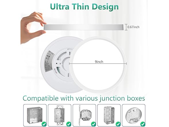 Brightever 2Pk 9" LED Flush Mount Ceiling Light