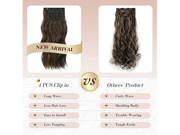 VRBEATTER Clip in Long Wavy Synthetic