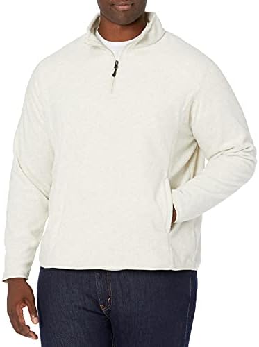 Amazon Essentials Men's Fleece Jacket, 1/4 Zipper Pullover, Small, Oatmeal Heather