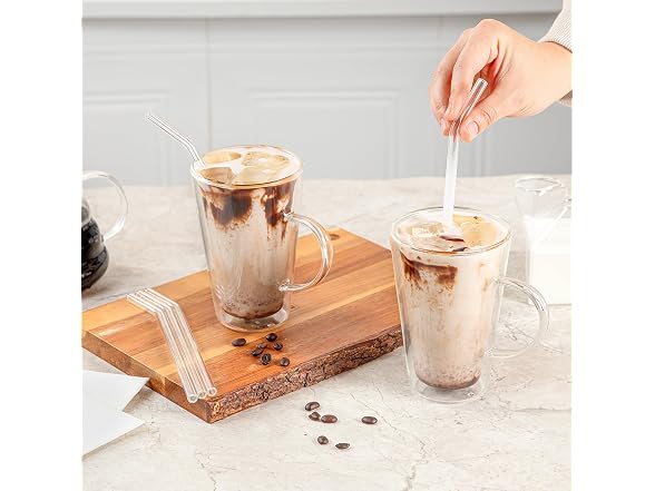 Restaurantware Clear Bent Glass Straw, 0.3 In, 10 Pack