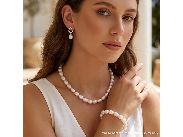 BAMIKI 8-9MM Cultured Pearl Necklace Set