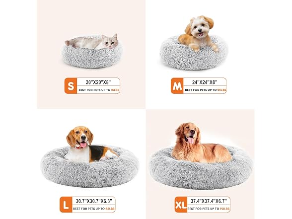 NEWBULIG 30.7x30.7 Inch Donut Dog Bed