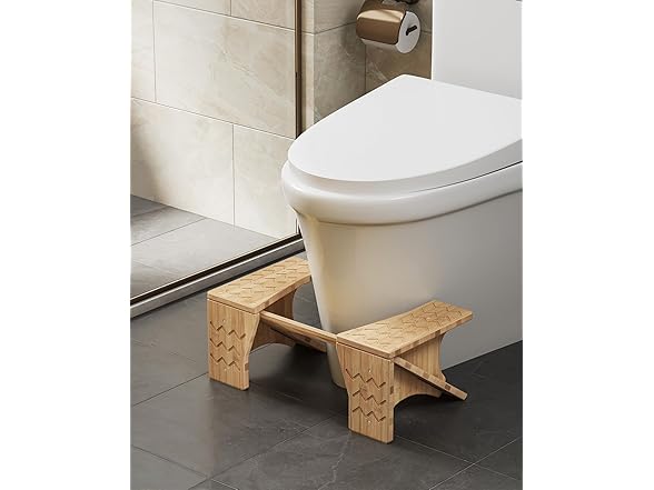 SONGMICS Bamboo Toilet Stool