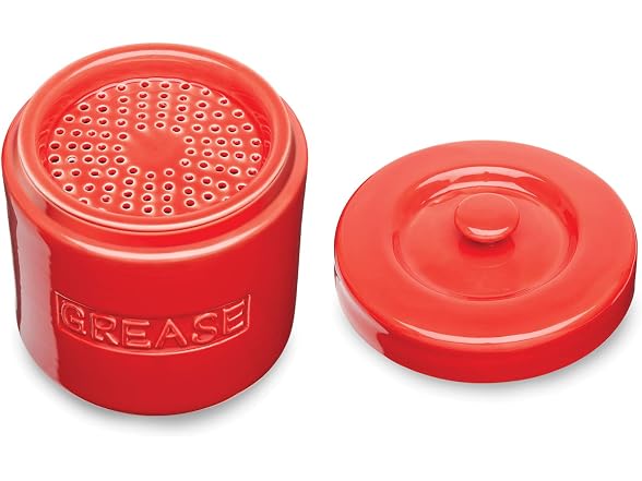 Fox Run Porcelain Bacon Grease Container with Strainer