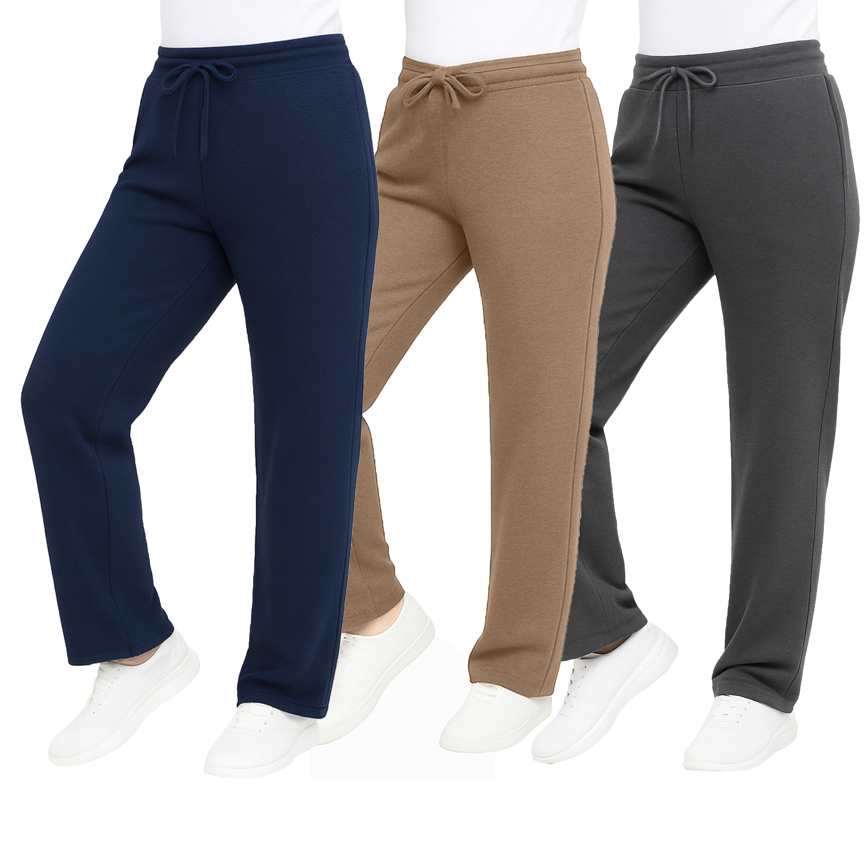 3Pk Womens Heayweight Fleece-Lined Sweatpants - Gallery 16