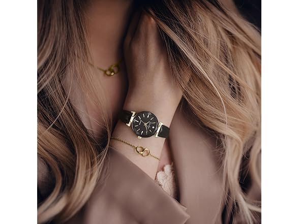 Jessica Simpson Round Watch Leather Band