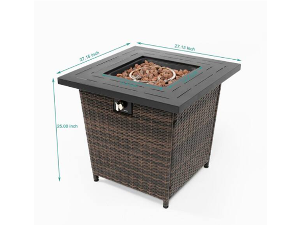 ToolCat 28" Square Wicker Fire Table