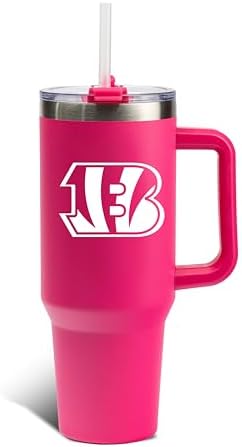 The Memory Company Officially Licensed NFL 40oz Game Day Tumbler - Double Wall Insulated Stainless Steel Travel CupPink, Football Fan Drinkware with Leak-Proof Lid, For Hot & Cold Beverages