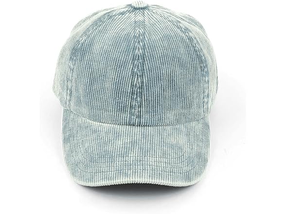 C.C (OS) Corduroy Ponytail Cap Criss-Cross Grey
