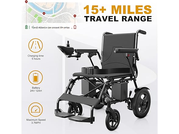 POWET Electric Wheelchairs for Adult, Foldable Lightweight  (Open Box)