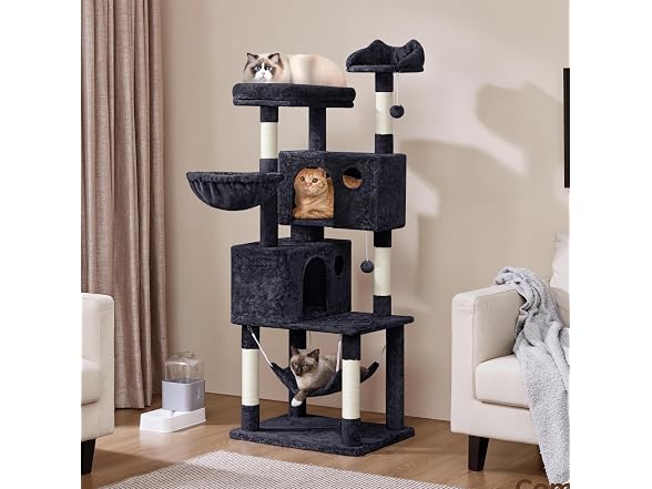 Yaheetech 64.5in Cat Tree for Large Cats, Black