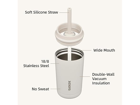 BJPKPK Insulated Tumbler with Lid and Straw,12 oz White
