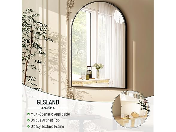 GLSLAND Arched Bathroom Mirror