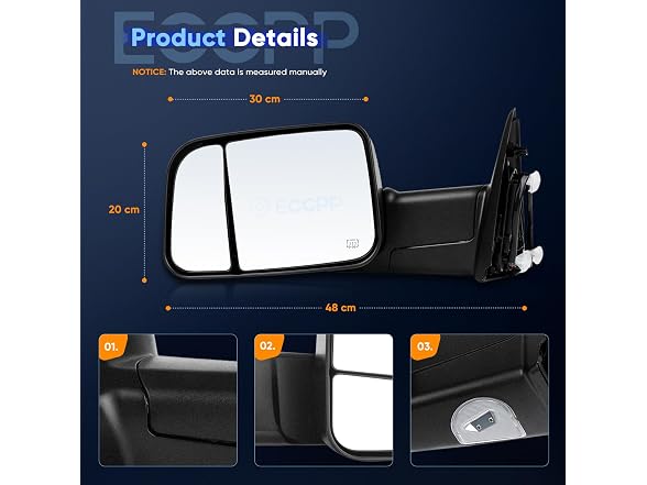 ECCPP Tow Mirrors Towing Mirrors fit for Rig