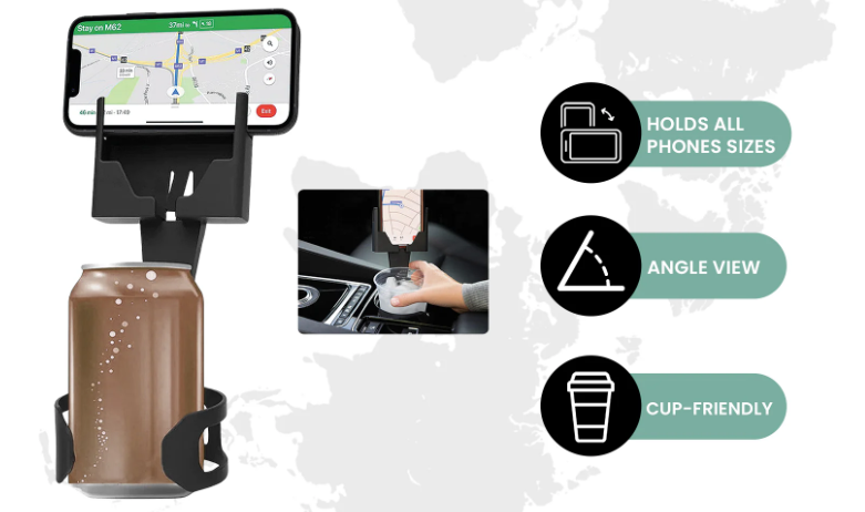 2 Pack Adjustable 2 In 1 Cup Holder Phone Mount - Gallery 6