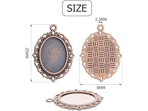 Jdesun Bezel Trays,24pcs Oval Pendant