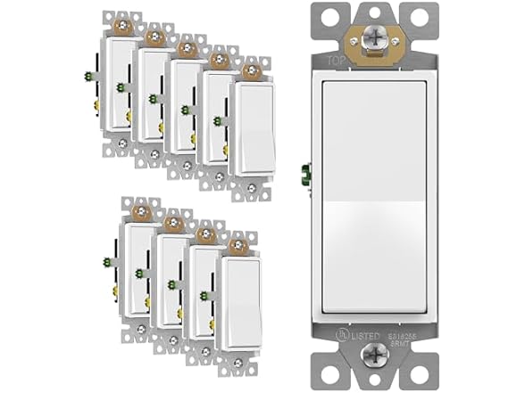 ENERLITES 10 Pack 3-Way Decorator Paddle Rocker, White