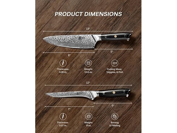 KYOKU 2pcs Japanese Shogun Series Knife Set