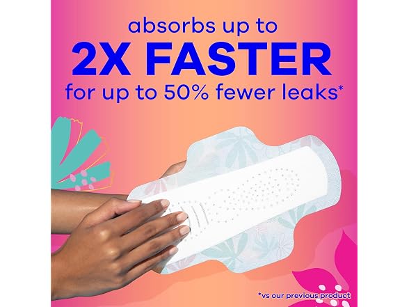 Always Radiant Teen Pads Size 1 Regular Wings