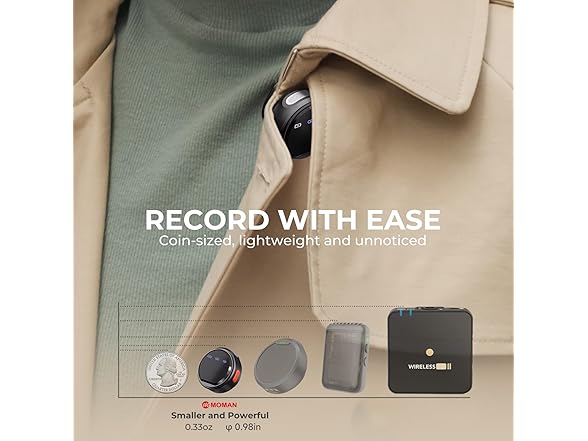 Moman Coin Wireless Lavalier Microphone for iPhone/Android
