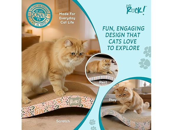 Cats Rock Scratching Board for Indoor Cats, Curved