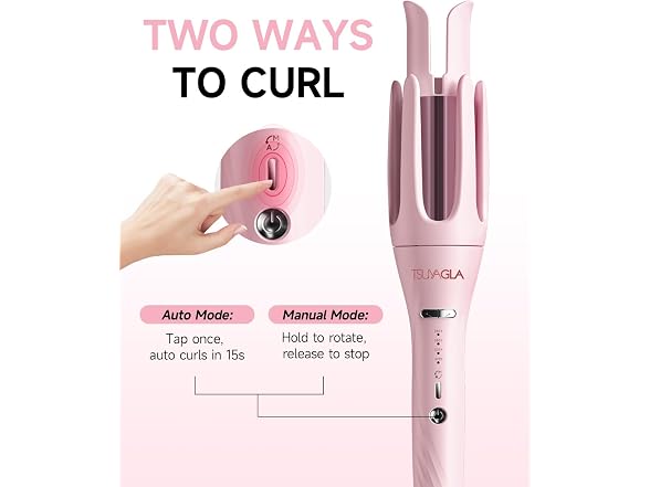 TSUYAGLA Pink 1"-1.25"-1.5" Barrels Automatic Curling Iron