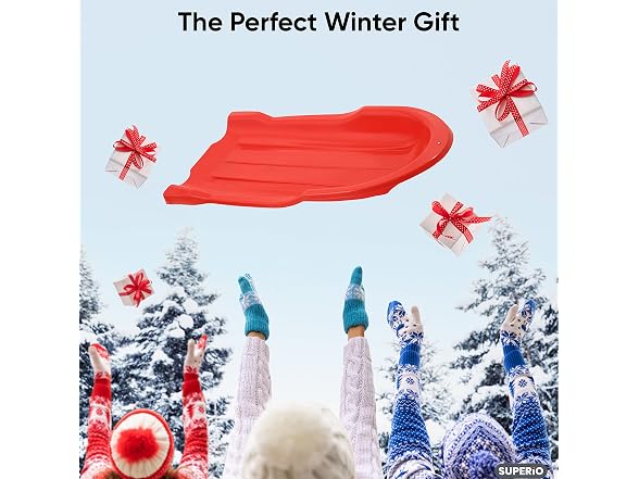 Superio Toboggan Snow Sled for Kids and Adults, 46" Red), 6 Pack